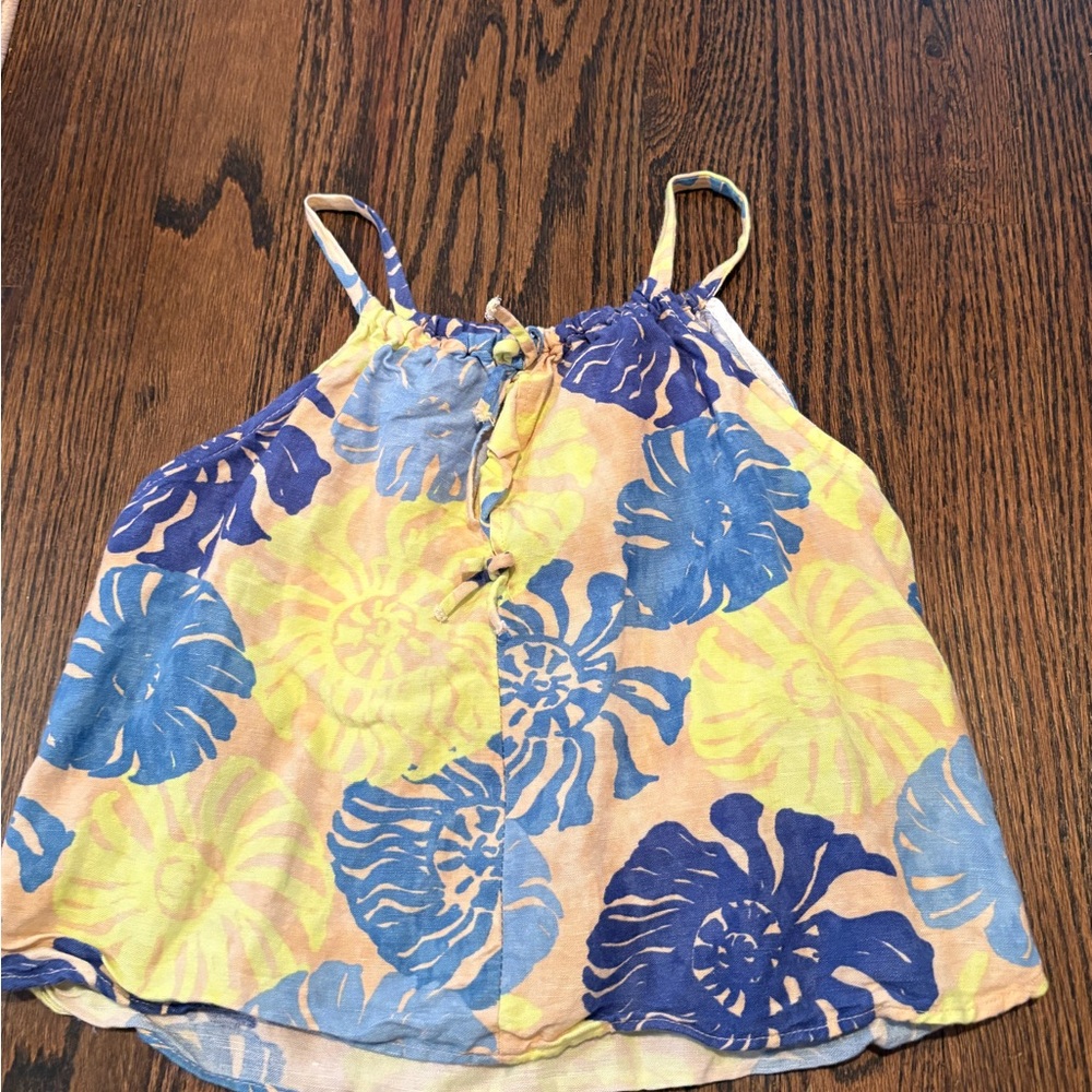 Zara Kids Floral Tank Top - Blue and Yellow